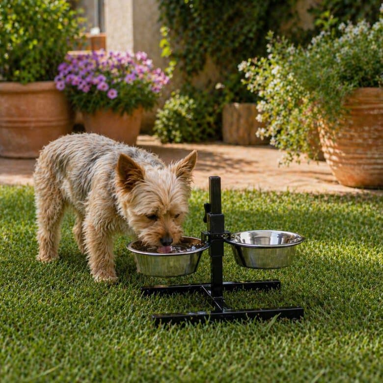 Leeby Comedero Doble Ajustable de Acero Inoxidable para perros
