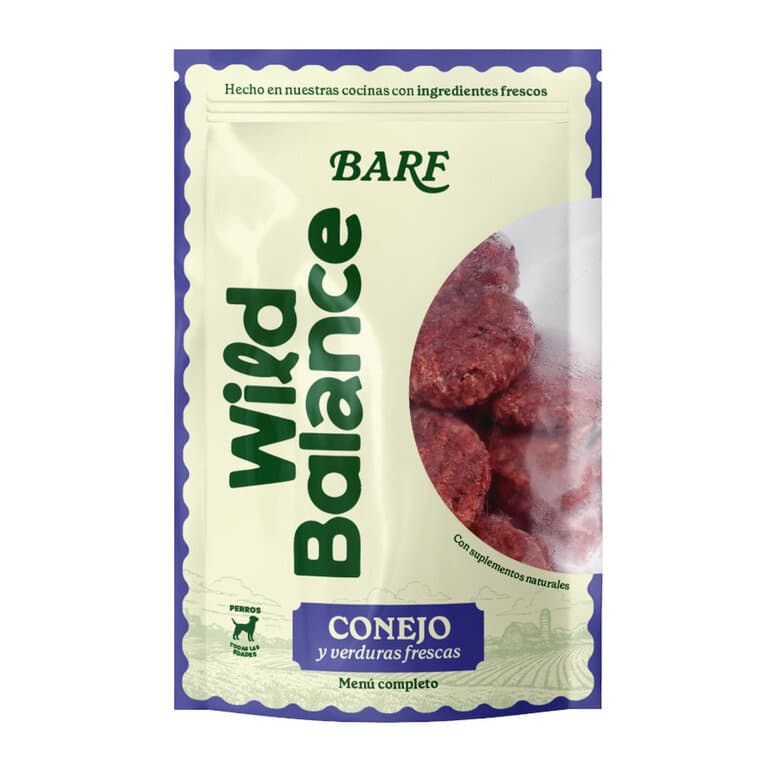 Wild Balance Menú Barf conejo con verduras comida congelada para perros